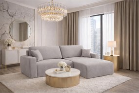 Narożnik z funkcją spania i pojemnikiem Ariel XL, tkanina welurowa Salvador, Szary, Prawy