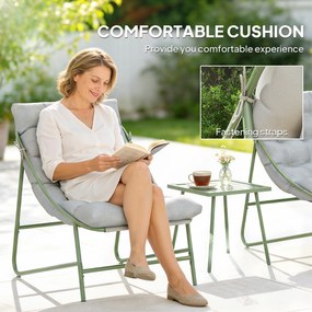 Outsunny Zestaw Mebli Balkonowych 3-częściowy z Stolikiem, Poduszkami, Stalową Ramą i Regulowanymi Nóżkami - Jasnoszary | Aosom PL