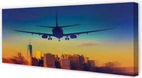 Duży obraz na płótnie Samolot o Zachodzie Słońca