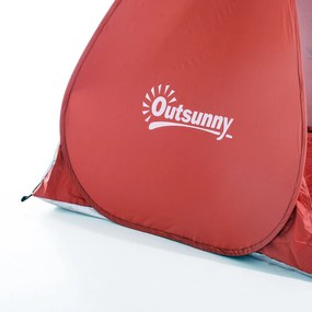 Outsunny Namiot Plażowy Pop Up Automatyczny Samorozkładający Poliester Czerwony 200x150x119cm | Aosom PL