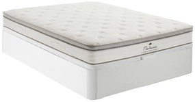 Zestaw 160 x 200 cm łóżko ze skrzynią biały + materac z 7-strefowymi sprężynami kieszeniowymi z warstwą TPE gr. 28 cm - ONEBIA de PALACIO