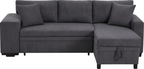 Narożna kanapa 3-osobowa w kształcie L - z portami USB do ładowania - z poduszkami - rozkładana kanapa narożna - szara