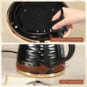 HOMCOM Czajnik Elektryczny, 1,7L, 2,2kW, Szybkie Gotowanie z Wyjmowanym Zmywalnym Filtrem Antykamiennym | Aosom PL