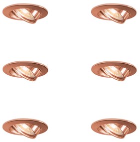 Conjunto de 6 focos embutidos redondos de cobre inclináveis - Edu