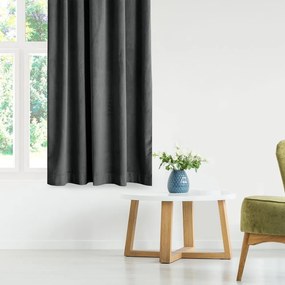 Ciemnoszara aksamitna zasłona częściowo zaciemniająca (dimout) 140x270 cm Eyelets – Restilo