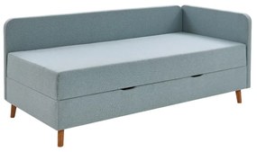 Jasnoniebieskie tapicerowane łóżko jednoosobowe ze schowkiem 90x200 cm Cabana – Meise Möbel