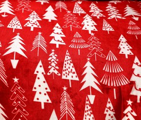 PrzytulneMieszkanie.pl PrzytulneMieszkanie.pl Pościel mikropluszowa CHRISTMAS TREES czerwona Rozmiar pościeli: 70 x 90 cm | 140 x 220 cm