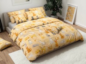 PrzytulneMieszkanie.pl PrzytulneMieszkanie.pl Bawełniana pościel CHROMA CATS kremowa Rozmiar pościeli: 2 szt 70 x 90 cm | 200 x 220 cm