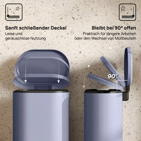 HOMCOM Kosz na śmieci do kuchni 30 l kosz na pedał z pokrywą soft-close, pedał, metalowy, szary, 36,5 X 31 x 61 cm | Aosom PL