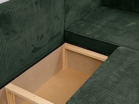PROMOCJA Ciemnozielony zestaw wypoczynkowy w kształcie U SMART COSARO 295x140 cm II. gatunek