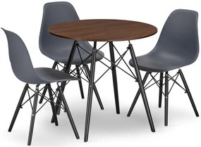 Skandynawski Komplet Stół 80 Cm Jesion I 3 Krzesła S1-M81