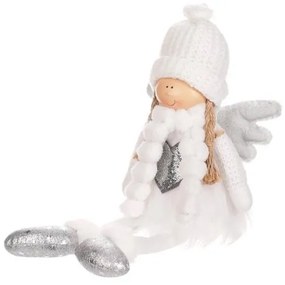 Dekoracja świąteczna Anioł z sercem, wys. 41 cm, biały
