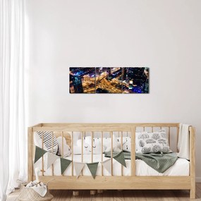 Obraz miasta nocą (z zegarem) (90x30 cm)
