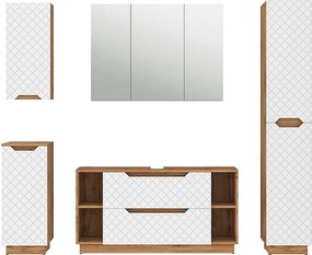 Zestaw mebli łazienkowych dąb/biały ze strukturą płytek 119.2x35x62.5 lotta