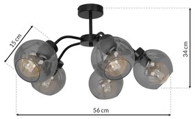 Lampa sufitowa, 5 kloszy kule SOFIA SMOKED 5xE27
