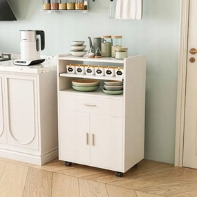 Szafka wózek kuchenny komoda stół regał nowoczesny mobilny na kółkach biała