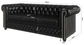 Czarna rozkładana sofa z imitacji skóry 203 cm York – Ropez