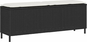 Czarny ławka ogrodowa z plecionki z grubym poduchem 110x30x40,5 cm - Odporny na warunki atmosferyczne