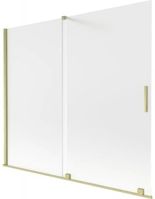 Mexen Velar parawan nawannowy 2-skrzydłowy rozsuwany 180 x 150 cm, szron, złoty szczotkowany - 896-180-000-31-55