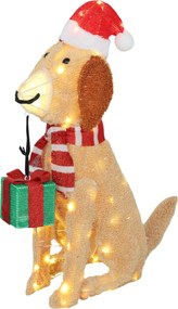 Outsunny Dekoracja świąteczna, podświetlony szczeniak z 74 ciepłymi białymi diodami LED, 64 x 20 x 70 cm, żółty | Aosom PL