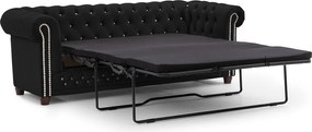 Czarna aksamitna rozkładana sofa 203 cm York Blik – Ropez