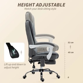 Vinsetto Fotel biurowy ergonomiczny z masażem 6 punktów wibracyjnych obrotowy 360 stopni szary | Aosom PL