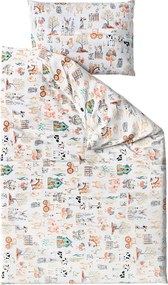 PrzytulneMieszkanie.pl PrzytulneMieszkanie.pl Bawełniana pościel do łóżeczka HAPPY FARM biała Rozmiar pościeli: 45 x 65 cm | 90 x 135 cm