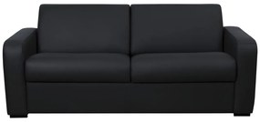 Kanapa 3-osobowa rozkładana typu express, w czarnej skórze BEVIS - Materac 16 cm