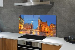 Panel Kuchenny Szklany Gdańska Starówka w Nocnej Odsłonie