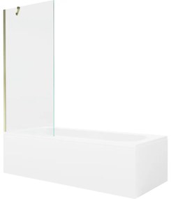 Mexen Vega wanna prostokątna 170 x 70 cm z obudową i parawanem 1-skrzydłowym 80 cm, transparent, złoty - 550117070X9508000050