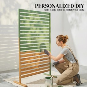 Outsunny Parawan z Drewna 80 x 170 cm, Wolnostojąca Przegroda z Lamelami, Brązowy | Aosom PL