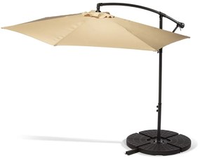 Beżowy parasol ogrodowy bez podstawy Bonami Essentials Happy Sun, ø 300 cm