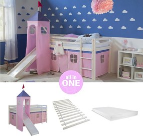 Łóżko piętrowe 90x200 cm Różowe