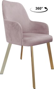 Krzesło WESTA tkanina Welur noga metalowa elegancki styl loftowy : Kolor nogi - Złota profil, Kolor tkaniny - VELVET - MG55, Typ siedziska - Siedzisko obrotowe 360°