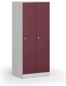 Szafka ubraniowa obniżona, 2-drzwiowa, 1500 x 600 x 500 mm, demontaż, zamek cylindryczny, drzwi czerwone