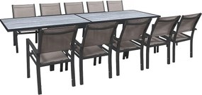 Zestaw mebli ogrodowych do jadalni rozkładany "Lagos" - 200/320 x 105 cm - Brązowy - 10 miejsc