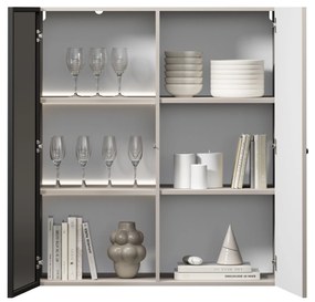 Witryna wisząca Lorini do salonu 100 cm - kaszmir / czarny uchwyt