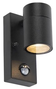 Zewnetrzna Lampa ścienna zewnętrzna czarna z czujnikiem ruchu IP44 - Solo Nowoczesny Oswietlenie zewnetrzne