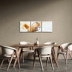 Obraz - Skaczący lis (z zegarem) (90x30 cm)