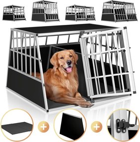 Transporter dla psa BRUNO, 97x90x72cm, srebrna/czarna Cadoca