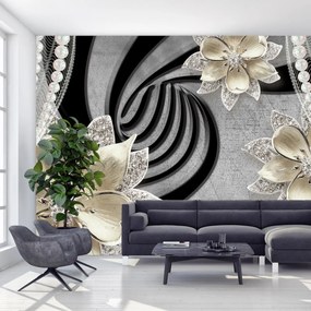 Fototapeta - 3D złote kwiaty (196x136 cm)