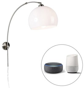 Inteligentna lampa ścienna łukowa stalowa z białym kloszem w komplecie z Wifi A60 - Bow Nowoczesny Oswietlenie wewnetrzne