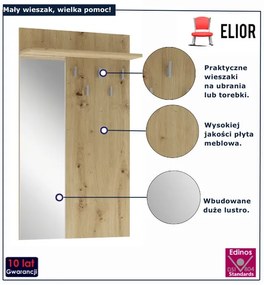 Ścienny wieszak z lustrem dąb artisan M0-N34