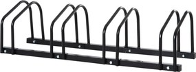 HOMCOM Stojak na 4 rowery Trwały i odporny na warunki atmosferyczne Montaż na ścianie lub podłodze Stal Srebrny 110x33x27cm | Aosom PL