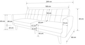 Niebieska sofa rozkładana 201 cm Nola – Støraa