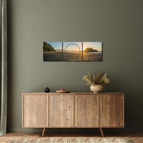 Obraz plaży (z zegarem) (90x30 cm)