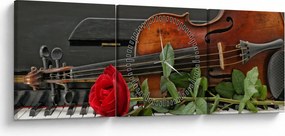 Obraz - Pamięć muzyka (z zegarem) (90x30 cm)