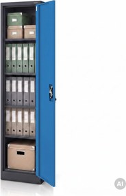 Szafa na akta kartotekowa na klucz antracytowo-niebieska, 450x1850x400 mm: ALEX