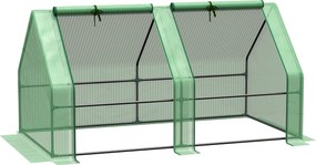 Szklarnia Outsunny z 2 oknami na zamek, siatkowa folia PE, szklarnia stalowa, na balkon, ogród, szklarnia na pomidory 180x90x90 cm, szklarnia na warzywa, kwiaty, rośliny, Zielona