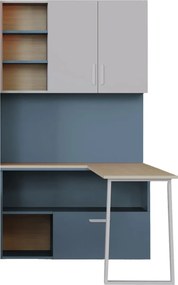 Regał z biurkiem narożnym do pokoju młodzieżowego kaszmir + niebieski S0-K93